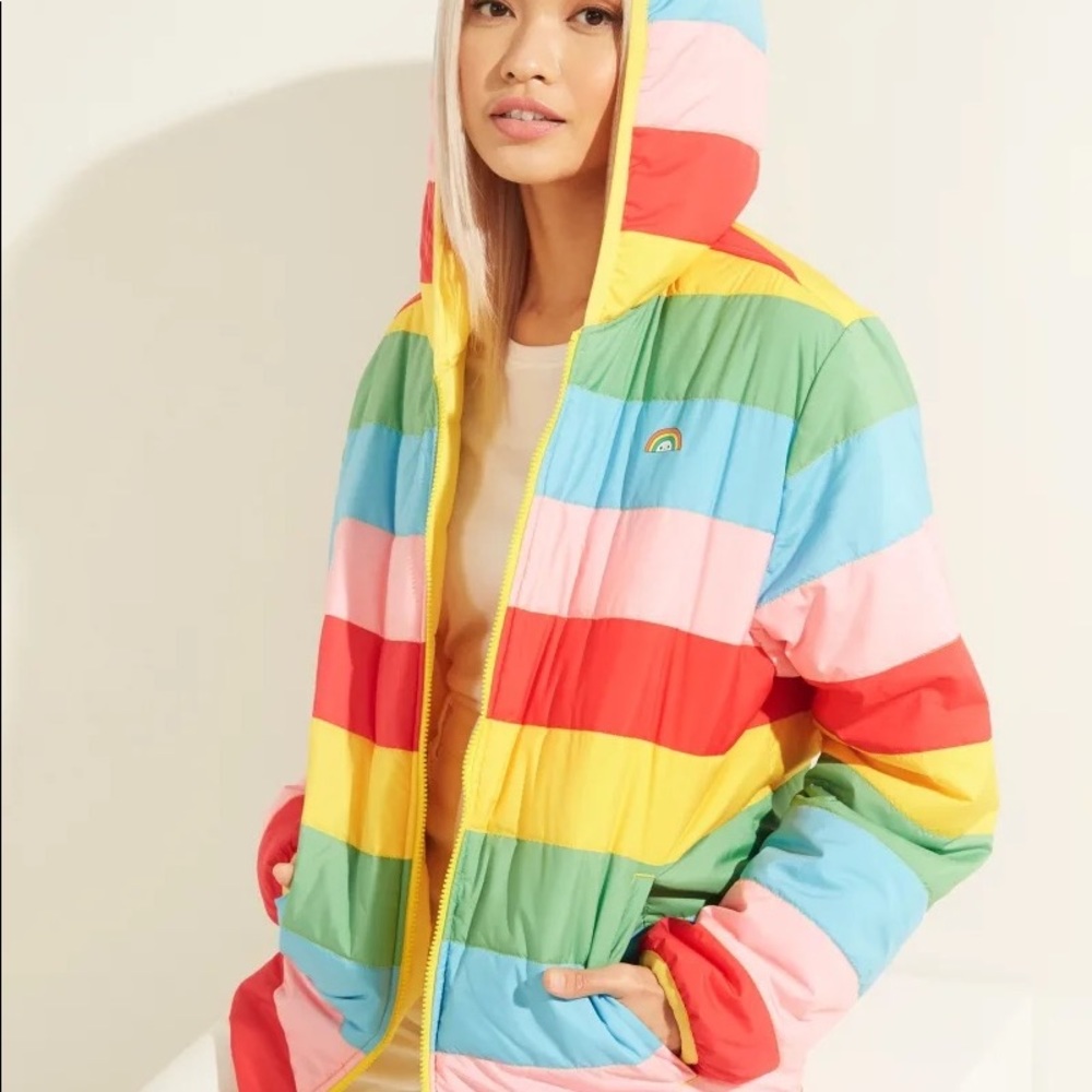 NWT Guess x FriendsWithYou Reversible Stripe Jacket